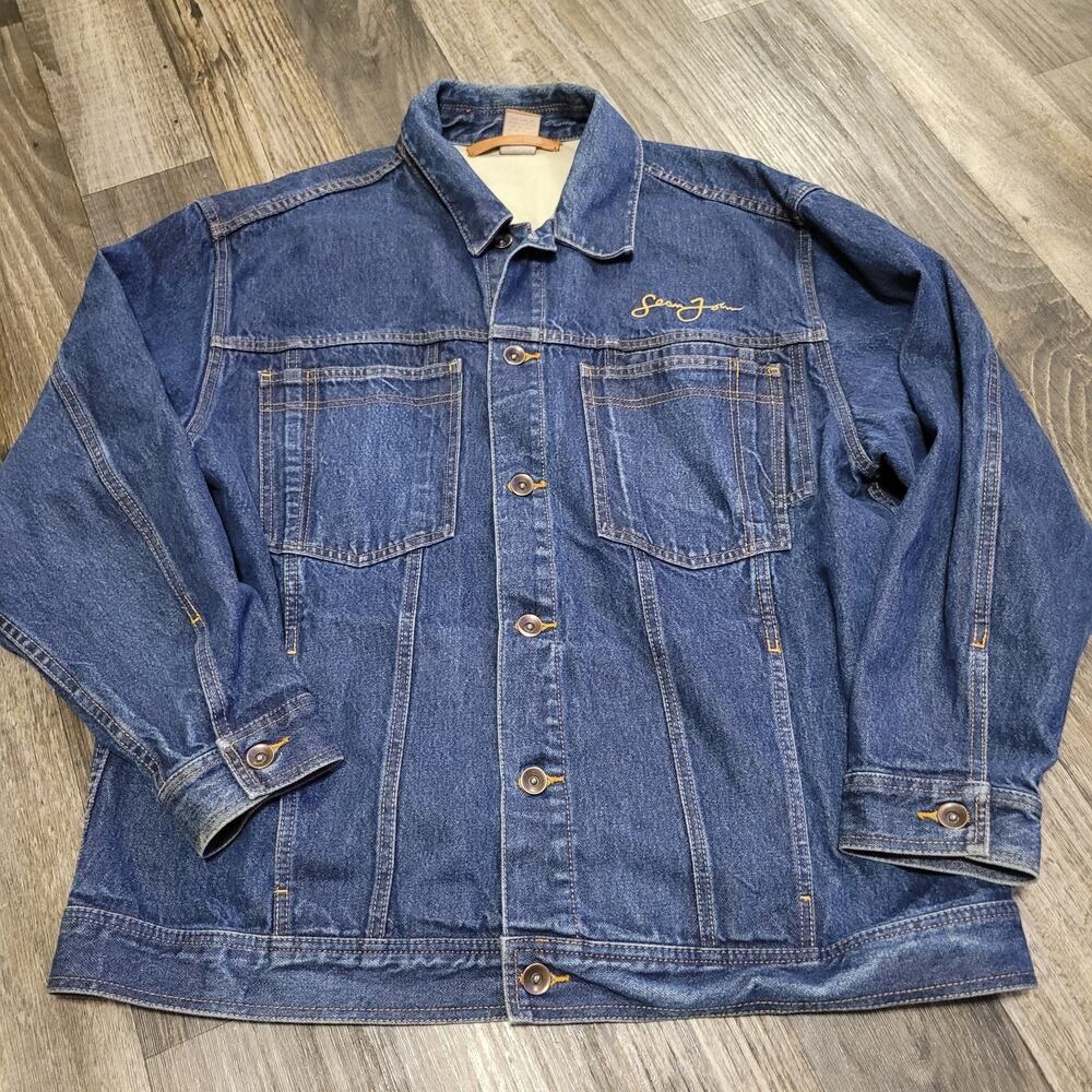 Vintage Sean John Jacket Mens XL Blue Dark Wash Denim Hip Hop Streetwear Y2K